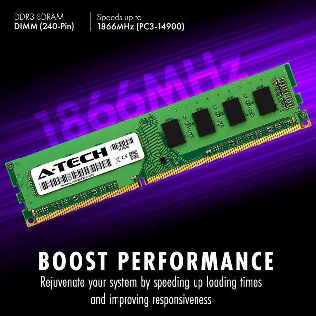 Alt view image 4 of 7 - A-Tech 16GB (2x8GB) DDR3 1866MHz DIMM PC3-14900 UDIMM Non-ECC 1.5V CL13 240-Pin Desktop Computer RAM Memory Upgrade Kit