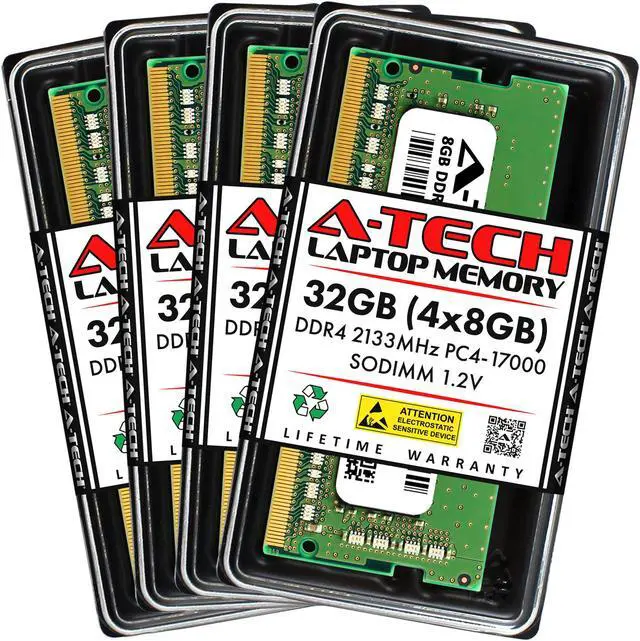 A-Tech 32GB (4x8GB) DDR4 2133MHz SODIMM PC4-17000 Non-ECC CL15 1.2