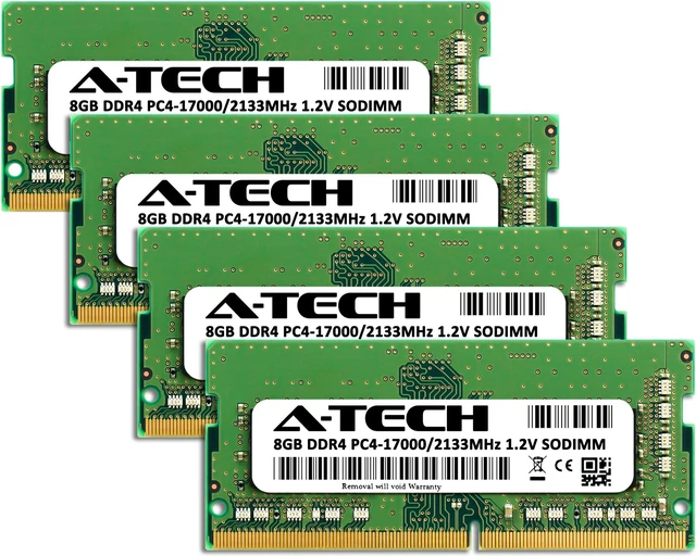 Alt view image 2 of 7 - A-Tech 32GB (4x8GB) DDR4 2133MHz SODIMM PC4-17000 Non-ECC CL15 1.2V 260-Pin SO-DIMM Laptop Notebook Computer RAM Memory Upgrade Kit