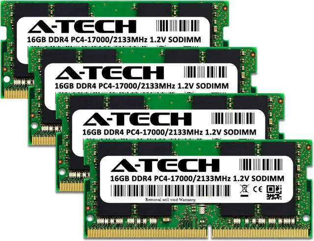 Alt view image 2 of 7 - A-Tech 64GB (4x16GB) DDR4 2133MHz SODIMM PC4-17000 Non-ECC CL15 1.2V 260-Pin SO-DIMM Laptop Notebook Computer RAM Memory Upgrade Kit
