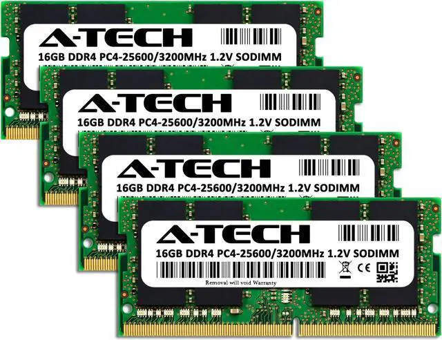 Alt view image 2 of 7 - A-Tech 64GB (4x16GB) DDR4 3200MHz SODIMM PC4-25600 Non-ECC CL22 1.2V 260-Pin SO-DIMM Laptop Notebook Computer RAM Memory Upgrade Kit
