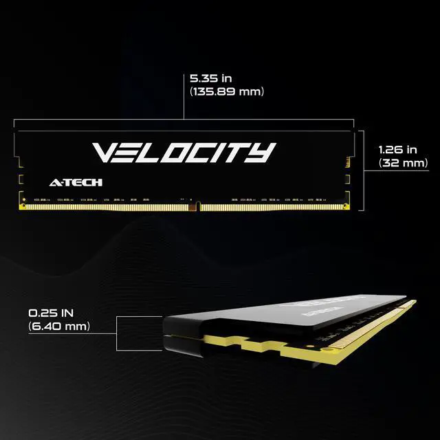 Alt view image 6 of 6 - A-Tech Velocity 64GB (2x32GB) DDR4 3200MHz (PC4-25600) CL22 XMP 2.0 UDIMM 1.2V Non-ECC DIMM 288-Pin Desktop PC Gaming Memory RAM Kit - Black (AV2K32G4D32X)
