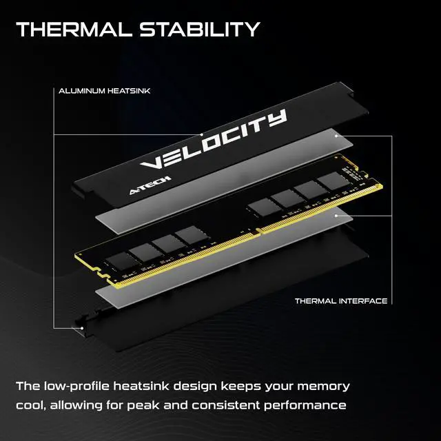 Alt view image 3 of 6 - A-Tech Velocity 64GB (2x32GB) DDR4 3200MHz (PC4-25600) CL22 XMP 2.0 UDIMM 1.2V Non-ECC DIMM 288-Pin Desktop PC Gaming Memory RAM Kit - Black (AV2K32G4D32X)