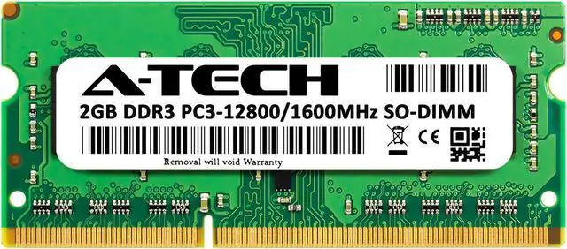 Alt view image 2 of 6 - A-Tech 2GB DDR3 1600MHz SODIMM PC3-12800 CL11 Non-ECC Unbuffered 204-Pin SO-DIMM Notebook Laptop RAM Memory Upgrade Module