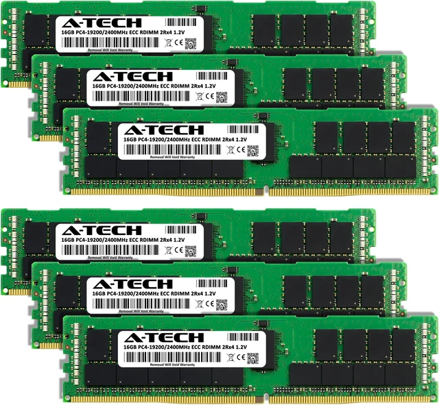 Alt view image 2 of 7 - 96GB (6x16GB) RAM for Dell PowerEdge R430, R530, R630, R630 XL, R730, R730 XL, R730xd, R730xd XL, R830, R930 | 13th Gen. Rack Servers | DDR4 2400MHz ECC RDIMM PC4-19200 2Rx4 Registered Memory Kit