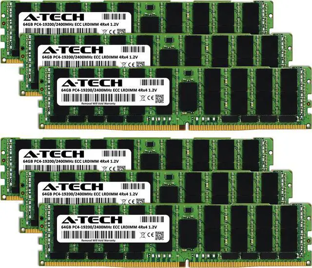 Alt view image 2 of 7 - 384GB (6x64GB) RAM for Dell PowerEdge R430, R530, R630, R630 XL, R730, R730 XL, R730xd, R730xd XL, R830, R930 | 13th Gen. Rack Servers | DDR4 2400MHz ECC LRDIMM PC4-19200 4Rx4 Load Reduced Memory Kit