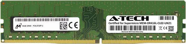 Main image of Supermicro Certified MEM-DR416L-CL02-UN21 | Micron 16GB PC4-17000 DDR4 2133MHz 2Rx8 Non-ECC DIMM 288-Pin Desktop Memory RAM