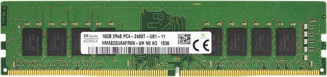 Alt view image 2 of 2 - Supermicro Certified MEM-DR416L-HL01-UN24 | Hynix HMA82GU6AFR8N-UH | 16GB PC4-19200 DDR4 2400MHz 2Rx8 Non-ECC DIMM 288-Pin Desktop Memory RAM