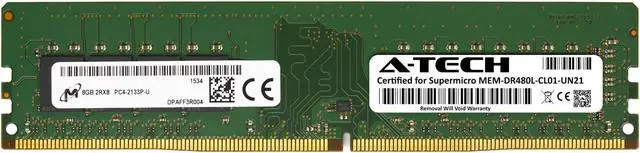 Main image of Supermicro Certified MEM-DR480L-CL01-UN21 | Micron 8GB PC4-17000 DDR4 2133MHz 2Rx8 Non-ECC DIMM 288-Pin Desktop Memory RAM