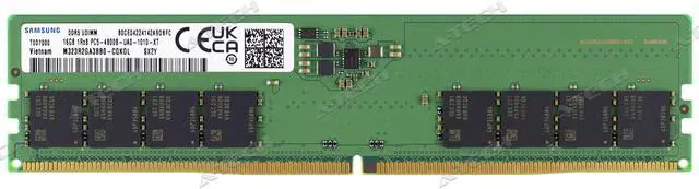 Main image of Supermicro Certified MEM-DR516L-SL01-UN48 | Samsung M323R2GA3BB0-CQK | 16GB PC5-38400 DDR5 4800MHz 1Rx8 Non-ECC DIMM 288-Pin Desktop Memory RAM