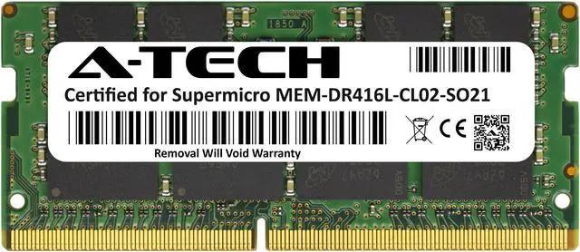 Main image of Supermicro Certified MEM-DR416L-CL02-SO21 | Micron 16GB PC4-17000 DDR4 2133MHz 2Rx8 Non-ECC SODIMM 260-Pin Laptop Memory RAM