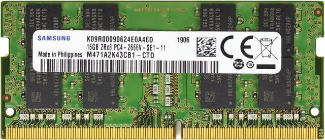 Alt view image 2 of 2 - Supermicro Certified MEM-DR416L-SL01-SO26 | Samsung M471A2K43CB1-CTD | 16GB PC4-21300 DDR4 2666MHz 2Rx8 Non-ECC SODIMM 260-Pin Laptop Memory RAM