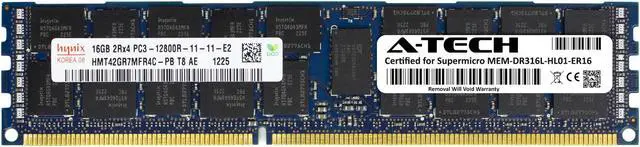 Main image of Supermicro Certified MEM-DR316L-HL01-ER16 | Hynix HMT42GR7MFR4C-PB | 16GB PC3-12800 DDR3 1600MHz 2Rx4 Dual Rank ECC RDIMM Registered 240-Pin Server Memory RAM