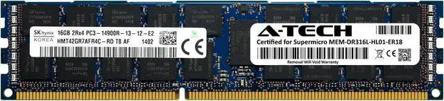 Main image of Supermicro Certified MEM-DR316L-HL01-ER18 | Hynix HMT42GR7AFR4C-RD | 16GB PC3-14900 DDR3 1866MHz 2Rx4 Dual Rank ECC RDIMM Registered 240-Pin Server Memory RAM