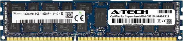 Main image of Supermicro Certified MEM-DR316L-HL03-ER18 | Hynix 16GB PC3-14900 DDR3 1866MHz 2Rx4 Dual Rank ECC RDIMM Registered 240-Pin Server Memory RAM