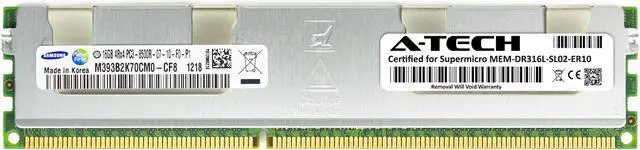 Main image of Supermicro Certified MEM-DR316L-SL02-ER10 | Samsung M393B2K70CM0-CF8 | 16GB PC3-8500 DDR3 1066MHz 4Rx4 Quad Rank ECC RDIMM Registered 240-Pin Server Memory RAM