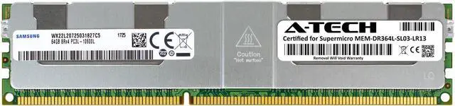 Main image of Supermicro Certified MEM-DR364L-SL03-LR13 | Samsung 64GB PC3-10600 DDR3 1333MHz 8Rx4 Octal Rank ECC LRDIMM Load Reduced 240-Pin Server Memory RAM