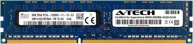 Main image of Supermicro Certified MEM-DR380L-HL03-EU16 | Hynix HMT41GU7BFR8A-PB | 8GB PC3-12800 DDR3 1600MHz 2Rx8 Dual Rank ECC Unbuffered UDIMM 240-Pin Server Memory RAM