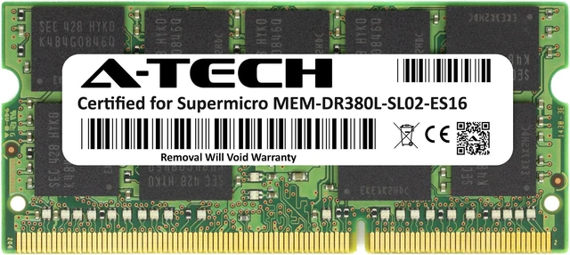 Main image of Supermicro Certified MEM-DR380L-SL02-ES16 | Samsung M474B1G73QH0-YK0 | 8GB PC3-12800 DDR3 1600MHz 2Rx8 Dual Rank ECC Unbuffered SO-DIMM 204-Pin ECC SODIMM Memory RAM