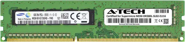 Main image of Supermicro Certified MEM-DR380L-SL02-EU16 | Samsung M391B1G73QH0-YK0 | 8GB PC3-12800 DDR3 1600MHz 2Rx8 Dual Rank ECC Unbuffered UDIMM 240-Pin Server Memory RAM