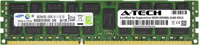 Main image of Supermicro Certified MEM-DR380L-SL06-ER13 | Samsung M393B1K70DH0-CH9 | 8GB PC3-10600 DDR3 1333MHz 2Rx4 Dual Rank ECC RDIMM Registered 240-Pin Server Memory RAM