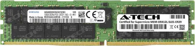 Main image of Supermicro Certified MEM-DR412L-SL01-ER29 | Samsung M393AAG40M3B-CYF | 128GB PC4-23400 DDR4 2933MHz 2S2Rx4 (4Rx4) 3DS/TSV Quad Rank ECC RDIMM Registered 288-Pin Server Memory RAM