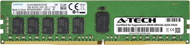 Main image of Supermicro Certified MEM-DR416L-SL02-ER24 | Samsung M393A2K40BB1-CRC | 16GB PC4-19200 DDR4 2400MHz 1Rx4 Single Rank ECC RDIMM Registered 288-Pin Server Memory RAM
