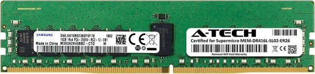 Main image of Supermicro Certified MEM-DR416L-SL02-ER26 | Samsung M393A2K40BB2-CTD | 16GB PC4-21300 DDR4 2666MHz 1Rx4 Single Rank ECC RDIMM Registered 288-Pin Server Memory RAM