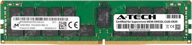 Main image of Supermicro Certified MEM-DR432L-CL02-ER29 | Micron MTA36ASF4G72PZ-2G9J3 | 32GB PC4-23400 DDR4 2933MHz 2Rx4 Dual Rank ECC RDIMM Registered 288-Pin Server Memory RAM