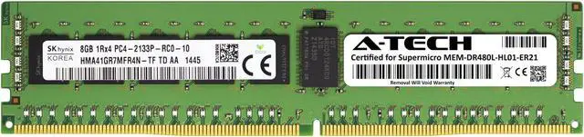 Main image of Supermicro Certified MEM-DR480L-HL01-ER21 | Hynix HMA41GR7MFR4N-TF | 8GB PC4-17000 DDR4 2133MHz 1Rx4 Single Rank ECC RDIMM Registered 288-Pin Server Memory RAM