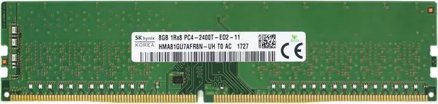 Alt view image 2 of 2 - Supermicro Certified MEM-DR480L-HL01-EU24 | Hynix HMA81GU7AFR8N-UH | 8GB PC4-19200 DDR4 2400MHz 1Rx8 Single Rank ECC Unbuffered UDIMM 288-Pin Server Memory RAM