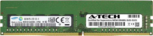 Main image of Supermicro Certified MEM-DR480L-SL01-EU21 | Samsung M391A1G43DB0-CPB | 8GB PC4-17000 DDR4 2133MHz 2Rx8 Dual Rank ECC Unbuffered UDIMM 288-Pin Server Memory RAM