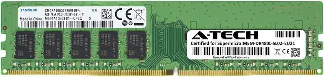 Main image of Supermicro Certified MEM-DR480L-SL02-EU21 | Samsung M391A1G43EB1-CPB | 8GB PC4-17000 DDR4 2133MHz 2Rx8 Dual Rank ECC Unbuffered UDIMM 288-Pin Server Memory RAM