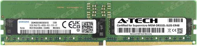 Main image of Supermicro Certified MEM-DR532L-SL05-ER48 | Samsung M321R4GA3BB6-CQK | 32GB PC5-38400 DDR5 4800MHz 2Rx8 Dual Rank ECC RDIMM Registered 288-Pin Server Memory RAM