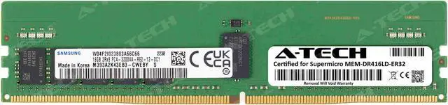 Main image of Supermicro Certified MEM-DR416LD-ER32 | Samsung M393A2K43EB3-CWE | 16GB PC4-25600 DDR4 3200MHz 2Rx8 Dual Rank ECC RDIMM Registered 288-Pin Server Memory RAM