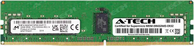 Main image of Supermicro Certified MEM-DR432MD-ER32 | Micron MTA18ASF4G72PDZ-3G2F1 | 32GB PC4-25600 DDR4 3200MHz 2Rx8 Dual Rank ECC RDIMM Registered 288-Pin Server Memory RAM