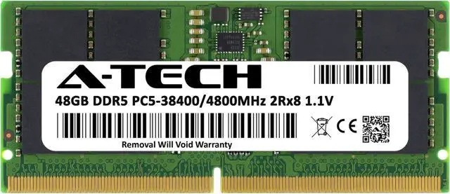 Alt view image 2 of 7 - A-Tech 48GB DDR5 4800MHz SODIMM PC5-38400 Non-ECC Unbuffered CL40 1.1V 262-Pin 2Rx8 Dual Rank SO-DIMM Laptop, Notebook, All-in-One Computer RAM Memory Upgrade Module