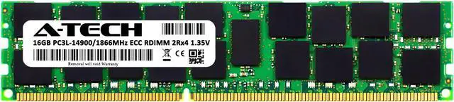 Alt view image 2 of 6 - 16GB RAM Replacement for Hynix HMT42GR7AFRAC-RD, HMT42GR7BFR4A-RD, HMT42GR7DFR41-RD | DDR3 1866MHz PC3-14900 ECC RDIMM 2Rx4 Server Memory
