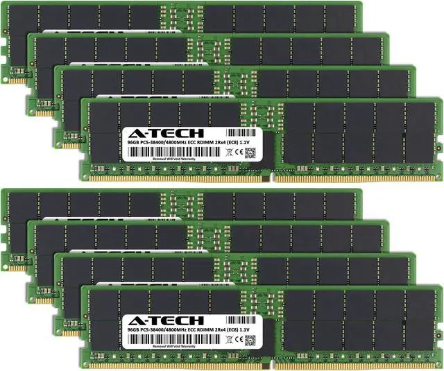 Alt view image 2 of 6 - A-Tech 768GB Kit (8 x 96GB) DDR5 4800MHz EC8 RDIMM PC5-38400 ECC Registered 2Rx4 CL40 1.1V 288-Pin Server Workstation RAM Memory Modules