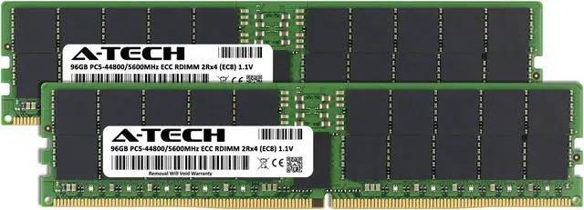 Alt view image 2 of 6 - A-Tech 192GB Kit (2 x 96GB) DDR5 5600MHz EC8 RDIMM PC5-44800 ECC Registered 2Rx4 CL40 1.1V 288-Pin Server Workstation RAM Memory Modules