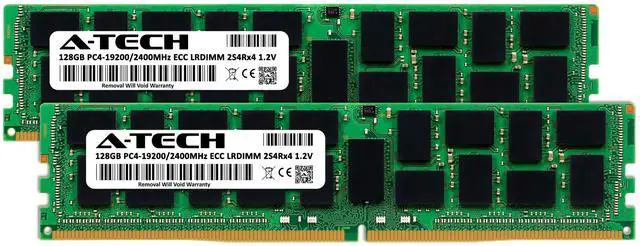 Alt view image 2 of 7 - A-Tech 256GB (2x128GB) 2S4Rx4 (8Rx4 3DS) PC4-19200L DDR4 2400 MHz ECC LRDIMM Load Reduced DIMM 288-Pin Octal Rank x4 3DS/TSV Server & Workstation RAM Memory Upgrade Kit