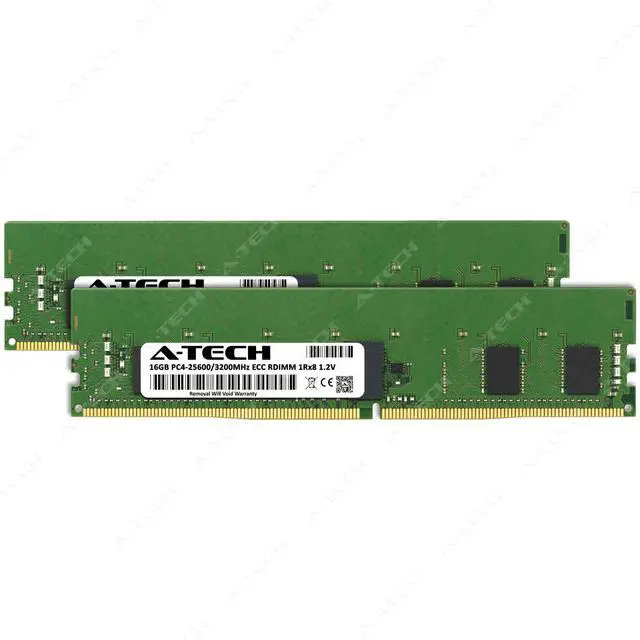 Alt view image 2 of 7 - A-Tech 32GB (2x16GB) 1Rx8 PC4-25600R DDR4 3200 MHz ECC RDIMM Registered DIMM 288-Pin Single Rank x8 Server & Workstation RAM Memory Upgrade Kit