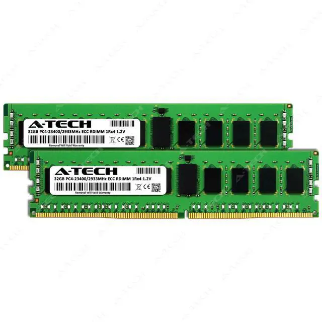 Alt view image 2 of 7 - A-Tech 64GB (2x32GB) 1Rx4 PC4-23400R DDR4 2933 MHz ECC RDIMM Registered DIMM 288-Pin Single Rank x4 Server & Workstation RAM Memory Upgrade Kit