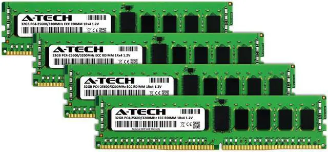 Alt view image 2 of 7 - A-Tech 128GB (4x32GB) 1Rx4 PC4-25600R DDR4 3200 MHz ECC RDIMM Registered DIMM 288-Pin Single Rank x4 Server & Workstation RAM Memory Upgrade Kit