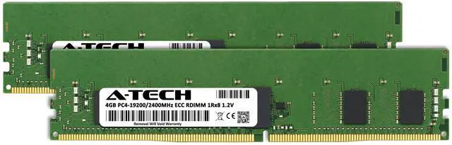 Alt view image 2 of 7 - A-Tech 8GB (2x4GB) 1Rx8 PC4-19200R DDR4 2400 MHz ECC RDIMM Registered DIMM 288-Pin Single Rank x8 Server & Workstation RAM Memory Upgrade Kit