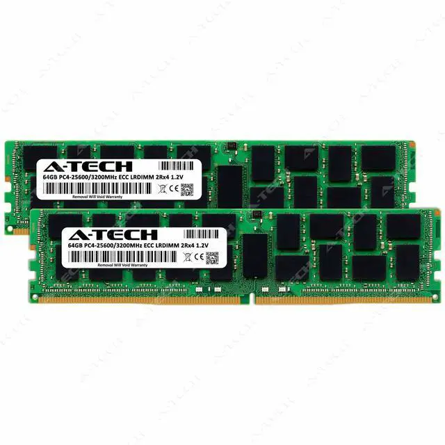 Alt view image 2 of 7 - A-Tech 128GB (2x64GB) 2Rx4 PC4-25600L DDR4 3200 MHz ECC LRDIMM Load Reduced DIMM 288-Pin Dual Rank x4 Server & Workstation RAM Memory Upgrade Kit