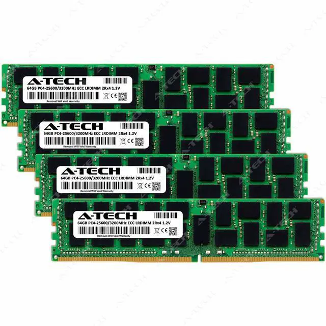 Alt view image 2 of 7 - A-Tech 256GB (4x64GB) 2Rx4 PC4-25600L DDR4 3200 MHz ECC LRDIMM Load Reduced DIMM 288-Pin Dual Rank x4 Server & Workstation RAM Memory Upgrade Kit
