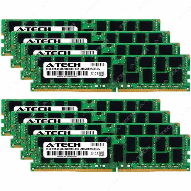 Alt view image 2 of 7 - A-Tech 512GB (8x64GB) 2Rx4 PC4-25600L DDR4 3200 MHz ECC LRDIMM Load Reduced DIMM 288-Pin Dual Rank x4 Server & Workstation RAM Memory Upgrade Kit