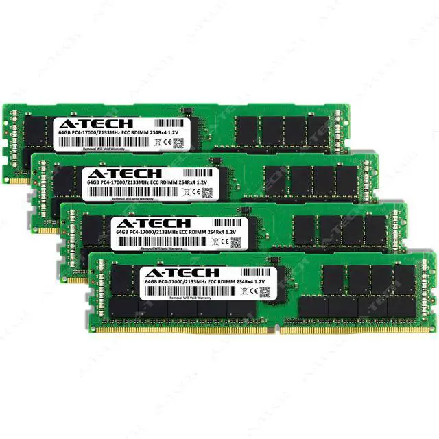 Alt view image 2 of 7 - A-Tech 256GB (4x64GB) 2S4Rx4 (8Rx4 3DS) PC4-17000R DDR4 2133 MHz ECC RDIMM Registered DIMM 288-Pin Octal Rank x4 3DS/TSV Server & Workstation RAM Memory Upgrade Kit