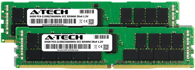 Alt view image 2 of 7 - A-Tech 128GB (2x64GB) 2Rx4 PC4-21300R DDR4 2666 MHz ECC RDIMM Registered DIMM 288-Pin Dual Rank x4 Server & Workstation RAM Memory Upgrade Kit